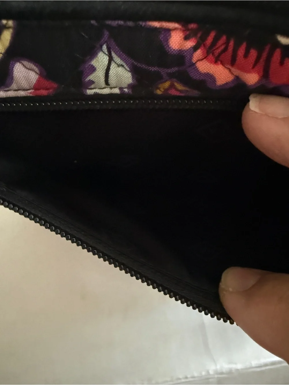 Vera Bradley Black Quilted Floral Snap Wallet with Multicolor Blooms